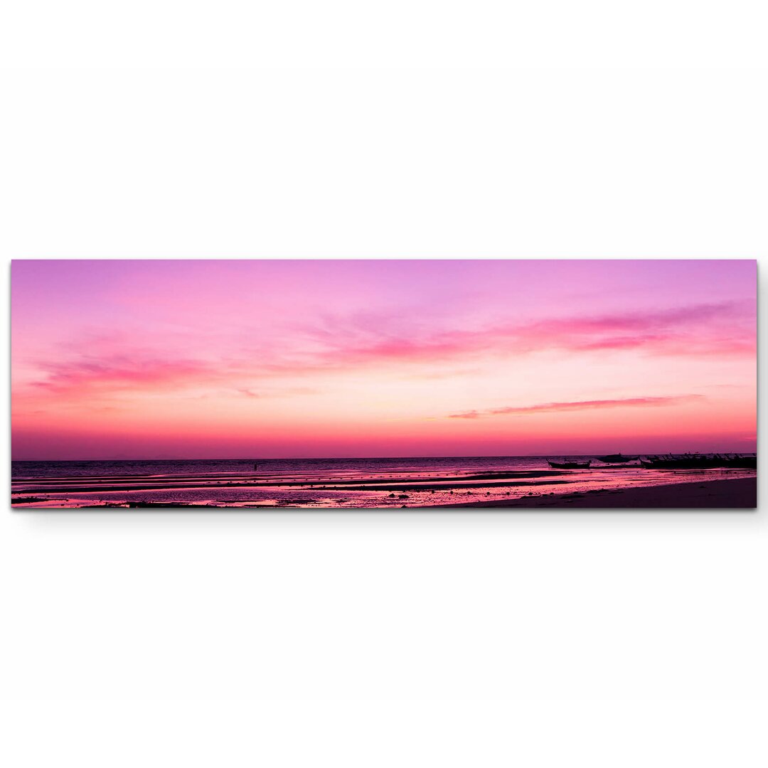 Leinwandbild Pinker Sonnenuntergang am Meer