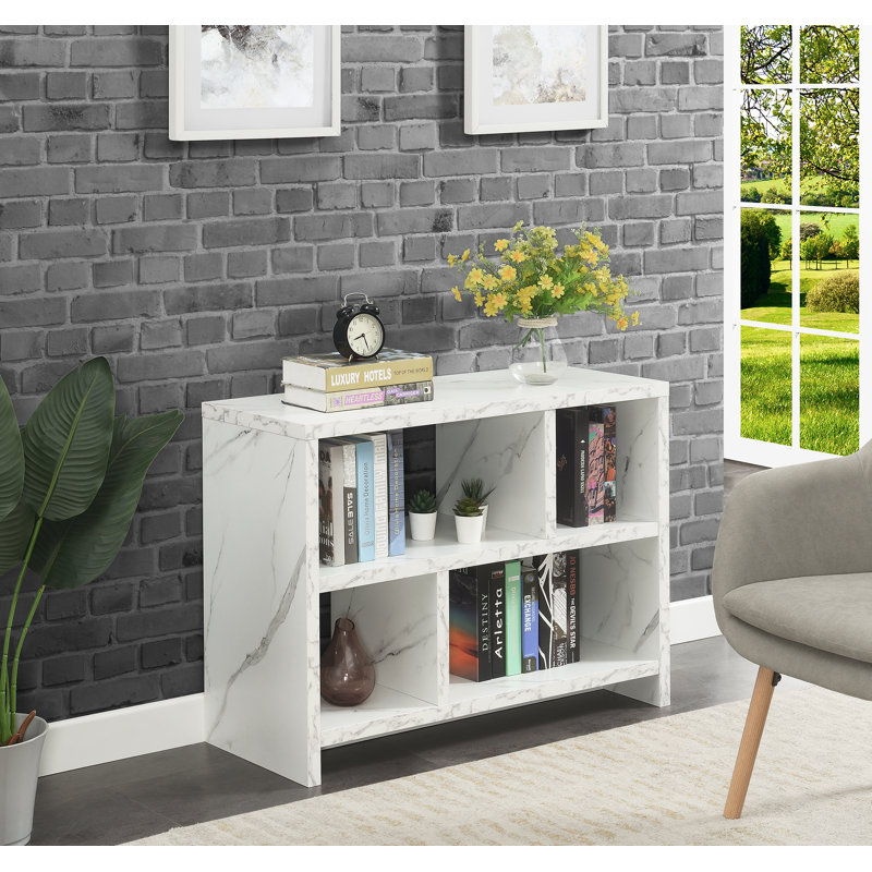 Nemcova 37.99" Console Table with Shelves, White Faux Marble