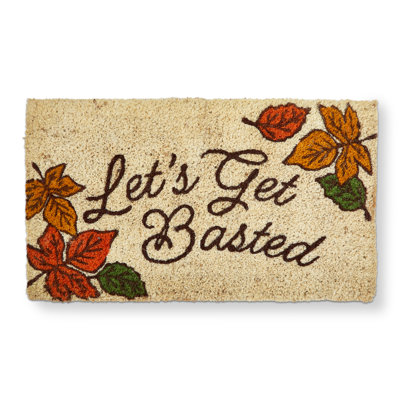 Let's Get Basted Coir Mat Outdoor Thanksgiving