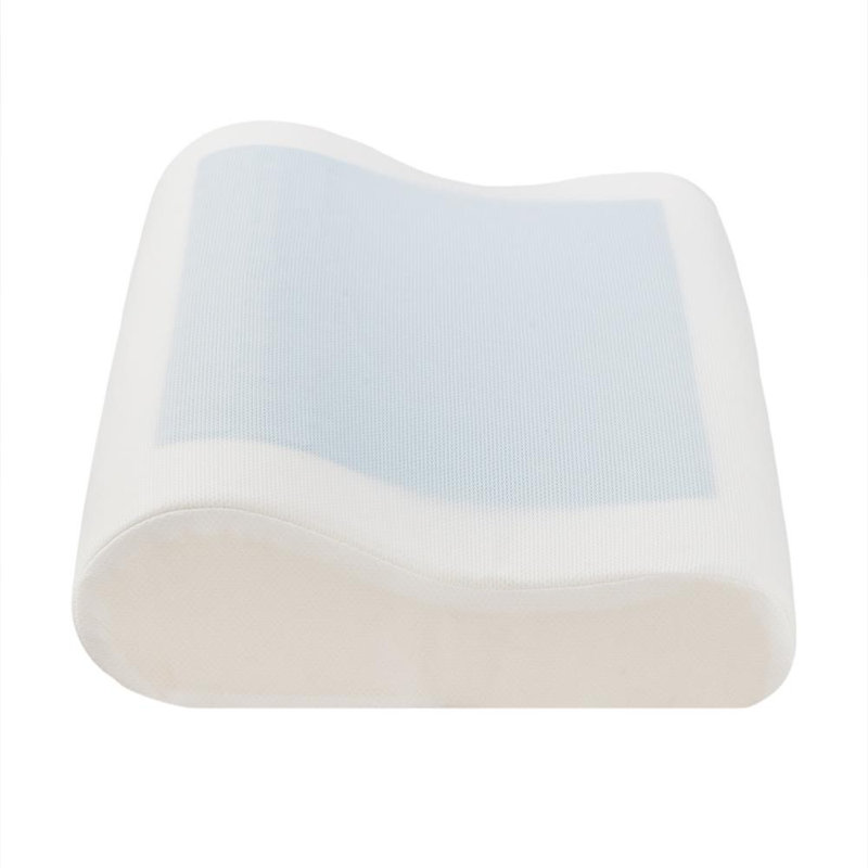 Gel Memory Foam High And Low Pillow Bed Pillow Cool For Summer With Removable Cover, White/Blue