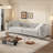 97.7" Pull-Out Sofa Bed, Velvet Convertible Sleeper Couch Bed Chesterfield Sofa With 2 Pillows and Removable Ottoman-1585577024