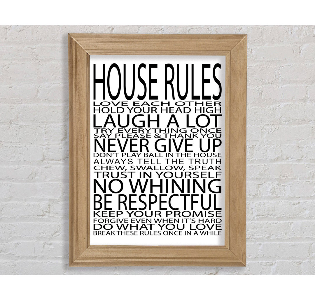 Areeba Family Quote House Rules Love Each Other Gerahmter Druck Wandkunst