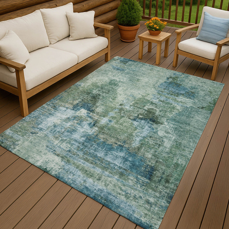 Tapis abstrait intérieur / extérieur lavable à la machine Efhantillonko ACN2300, Rectangulaire 3 pi x 5 pi