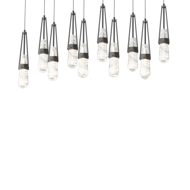 Link 10 - Light Pendant, Long: 19" to 130", Clear with White Threading Glass, Black