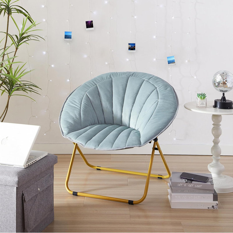 Fauteuil papasan en velours de 30 po de large Larkin, Velours gris