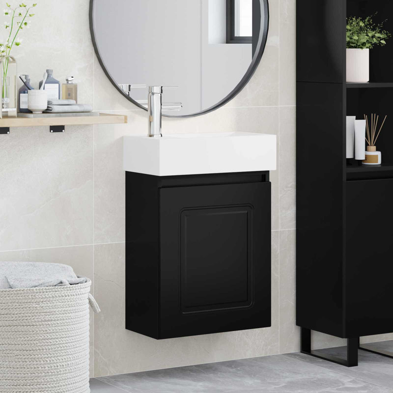 Single Bathroom Vanity with Ceramic Basin, Black