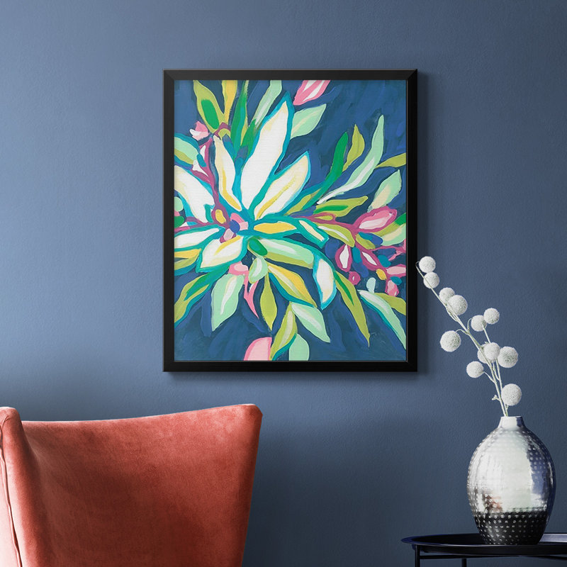 Blue Tropics I - Toile encadrée de qualité supérieure - prête à être accrochée, Noir, H 24 po x l 20 po