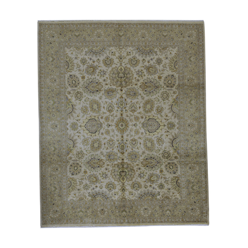 Tapis beige noué à la main de haute qualité