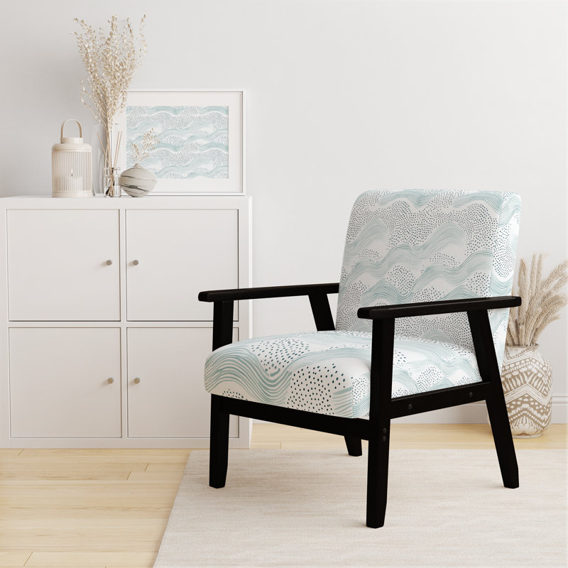 Chaise rembourrée Coastal - Fauteuil BlueSage, Accoudoirs carrés noirs