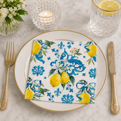 Ensemble de 20 serviettes de table à motif floral sicilien
