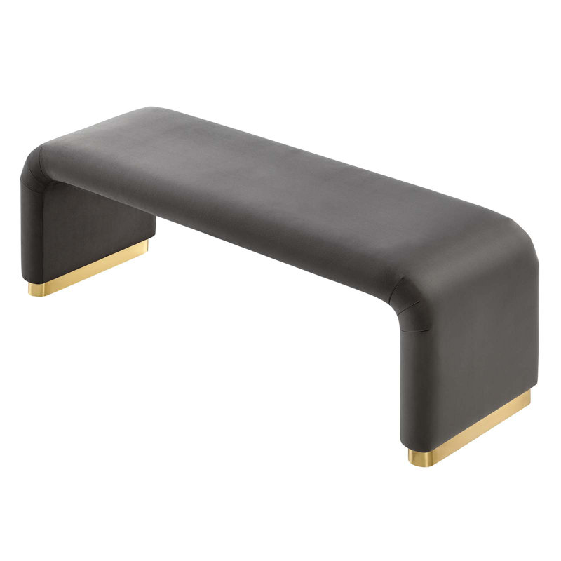 Banc rembourré en velours Koda Modway, Laiton doré, Gris orage