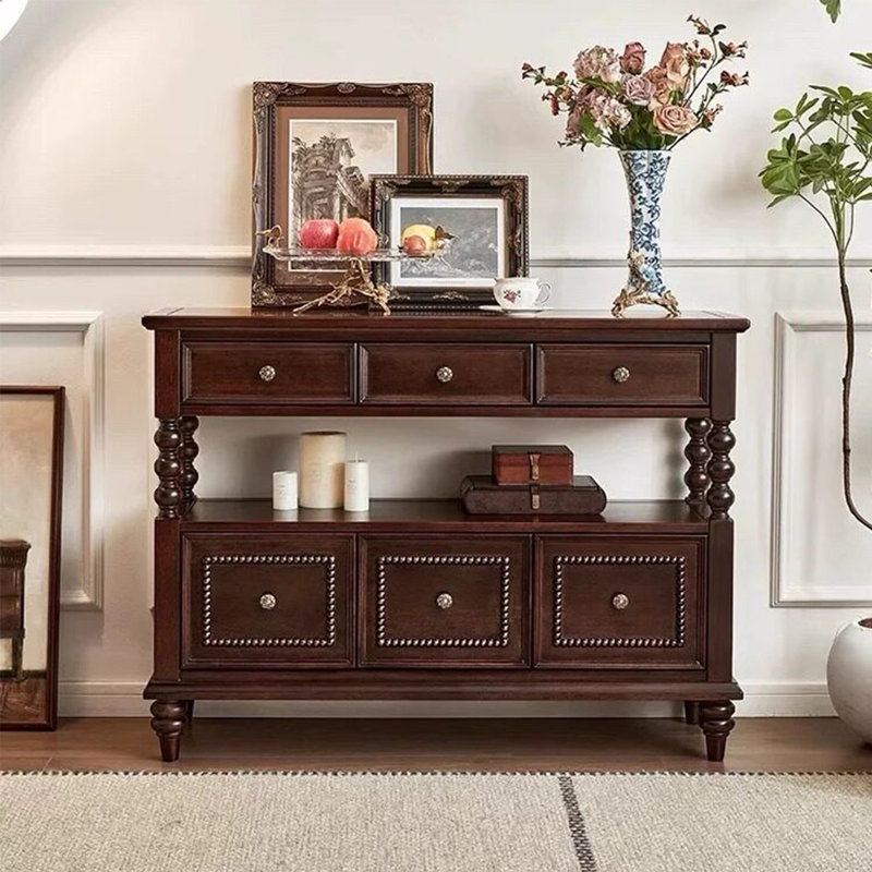 Solid Wood Top Console Table, 35.04" H x 39.37" W x 15.75" D