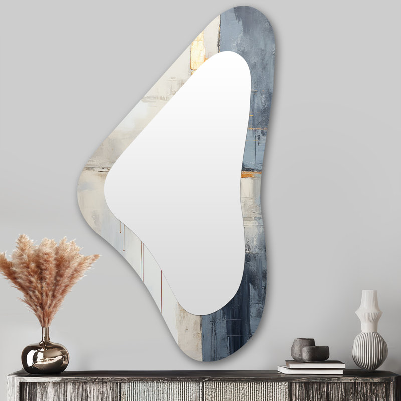 Abstrait beige doré, collage de route III - Miroir mural abstrait moderne à formes asymétriques