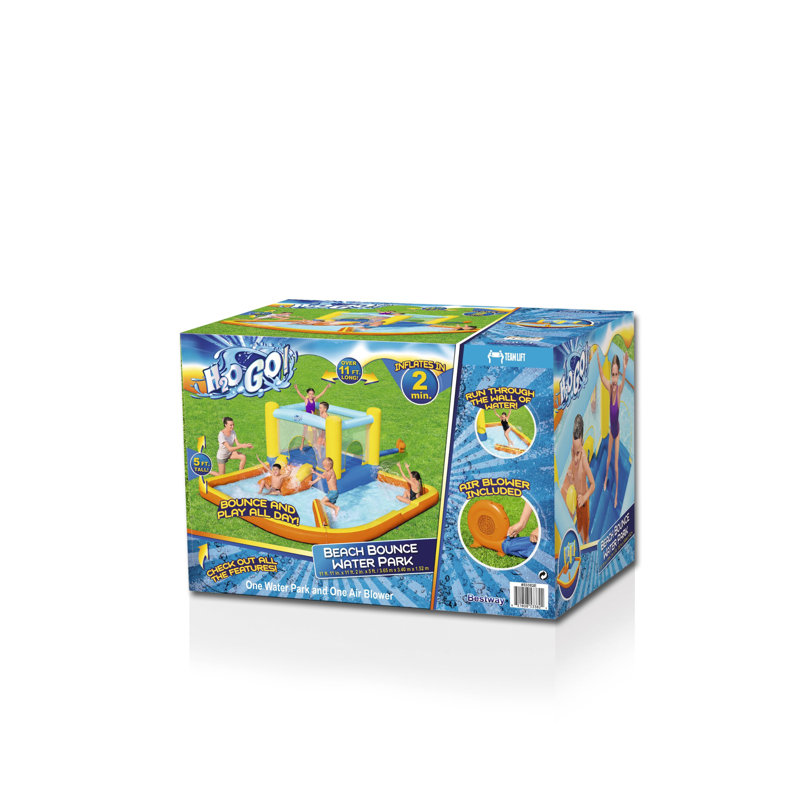 Jeu gonflable 11,16 pi x 11,98 pi avec glissade d'eau et souffleur d'air