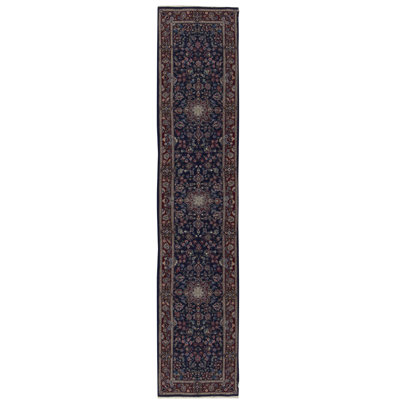 Hand-Knotted High-Quality Navy Runner