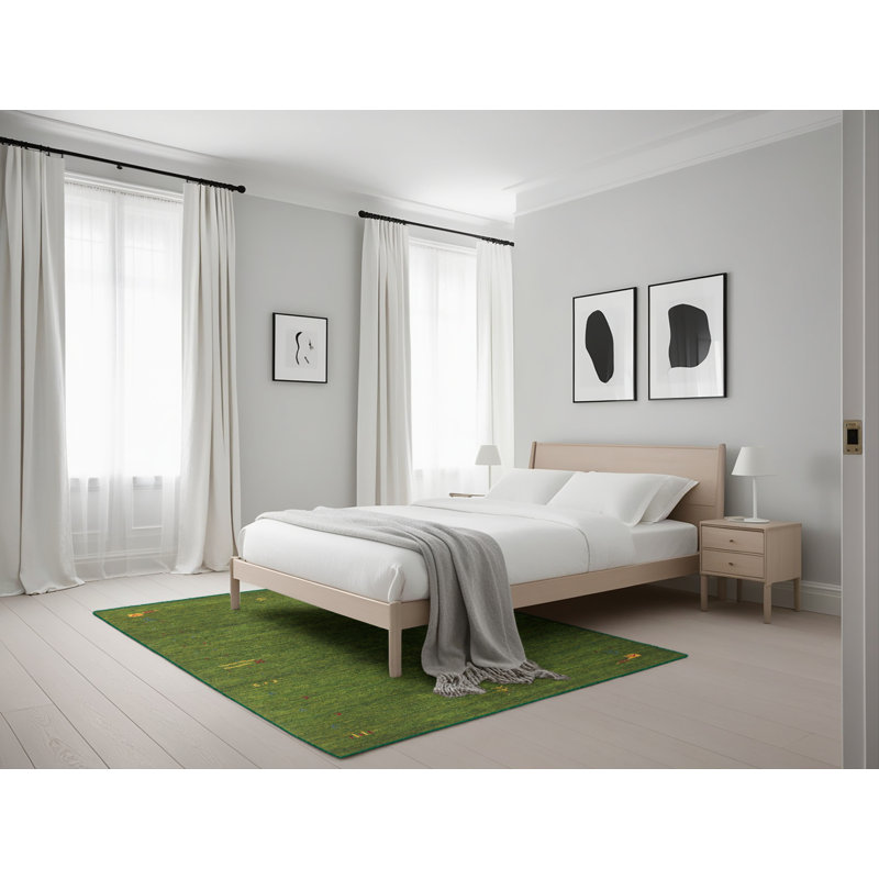 Tapis de zone vert contemporaine, Rectangle 5 pi x 7 pi