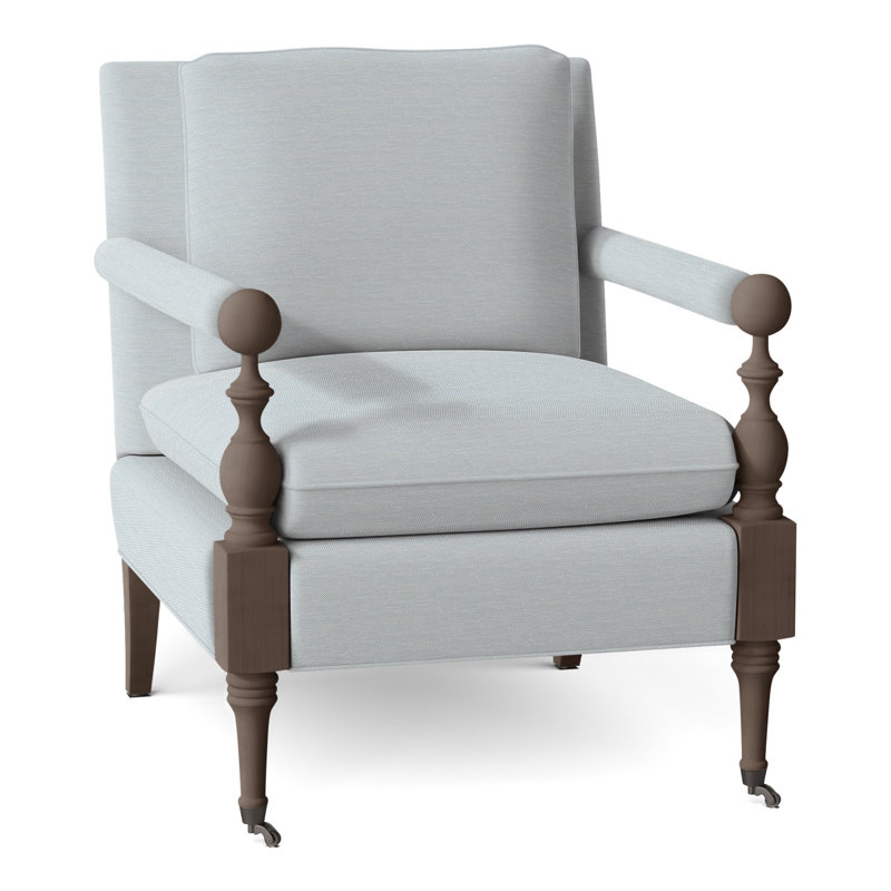 Leslie Armchair, Hazelnut, Perigold Tres Chic Ice Blue