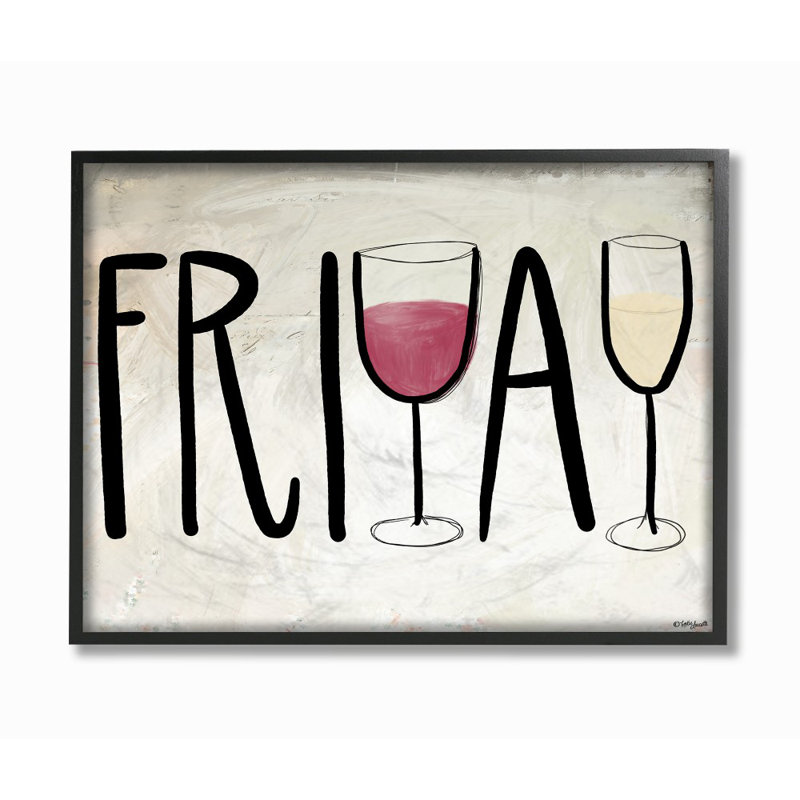 «Wine Glasses Weekend», reproduction d'art graphique sur toile, H 24 po x l 30 po, Giclée encadrée noir minuit