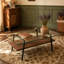 Table basse rectangulaire, plateau de table en verre trempé avec pieds en métal-212818791-212818789