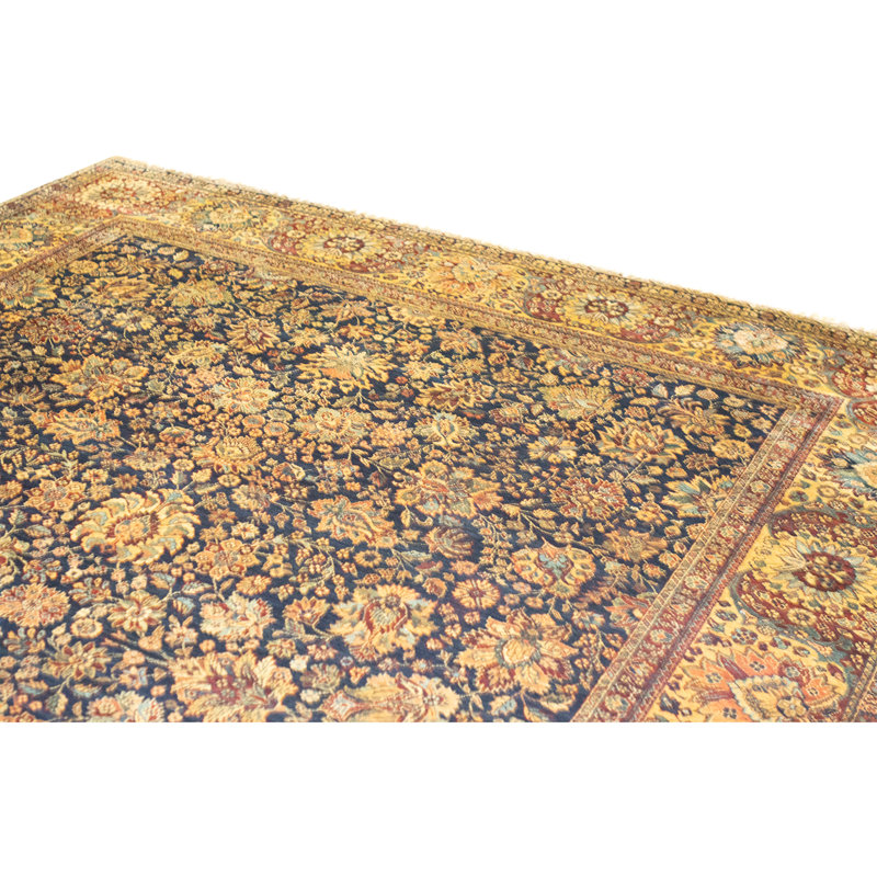 High-Quality Hand-Knotted Blue And Gold Area Rug
