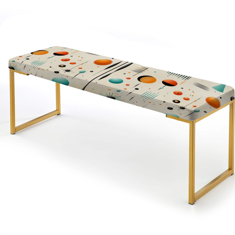 Banc rembourré or, Beige Retro Modern Geometric Matrix