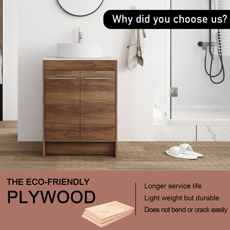 Meuble-lavabo simple 23,94 po avec plateau en pierre Kaprice