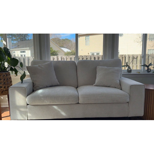 89'' Square Arm Sofa 3 Seater Modern Upholstered couch With 2 Toss Pillows