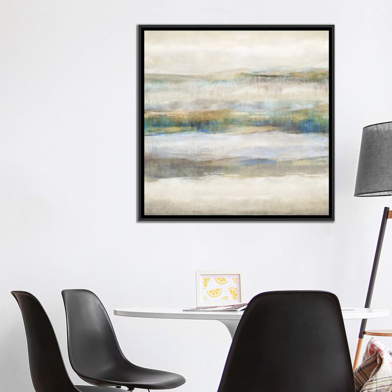 «Linear Motion Aqua», reproduction sur toile, H 18 po x l 18 po x P 1,5 po, Toile avec cadre noir, Pas de tapis