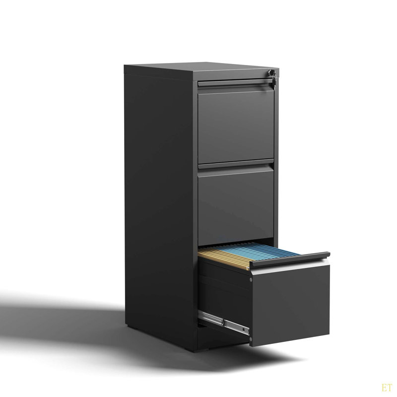 3 Drawer Metal Vertical File Cabinet With Lock Office Home Steel Vertical File Cabinet For A4 Legal/Letter Size