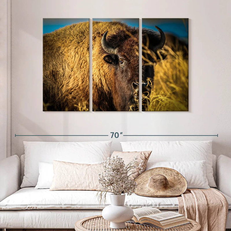 Brampt Grazing American Buffalo, 32" H x 50" W