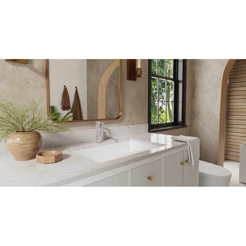 Lavabo de salle de bain encastré en résine de couleur noire mate Badeloft UB-04-L-M 25,2 po x 16,1 po, Blanc mat