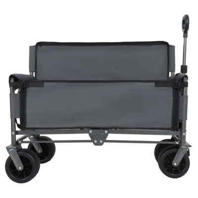 Chariot de jardin 3-en-1 gris avec chariot pliant robuste de 500 lb avec roulettes tout-terrain