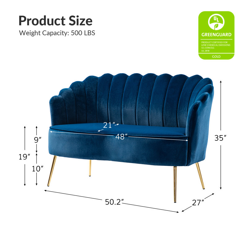 Hendrix 50.2'' Velvet Loveseat, Navy Velvet