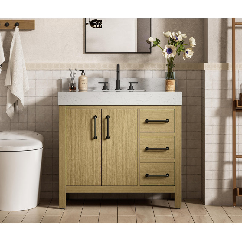 Meuble-lavabo simple 36 po 36 VF60636-BS, Brun miel