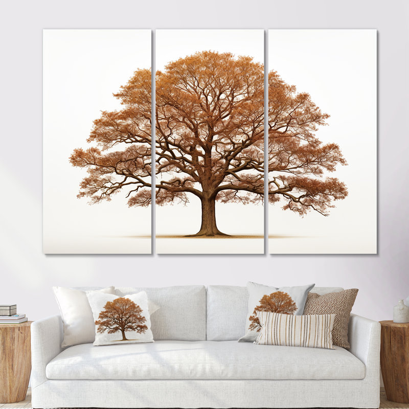 «Brown Oaks Outline II», ensemble d'art sur toile de chêne, Toile tendue, H 40 po x l 60 po x P 1 po