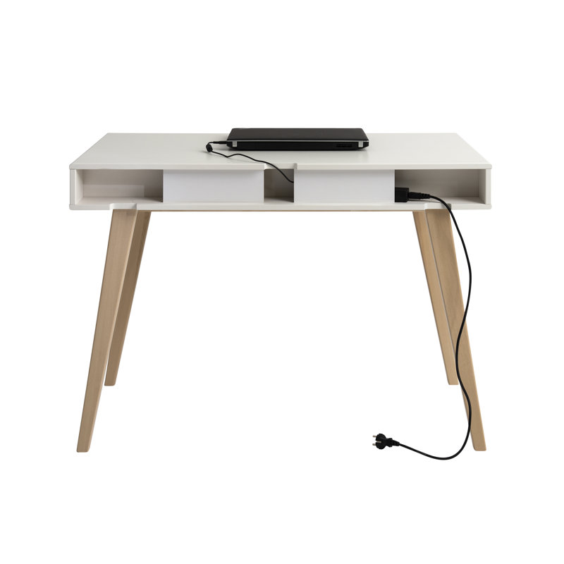 Saffron Solid Wood Writing Desk, White