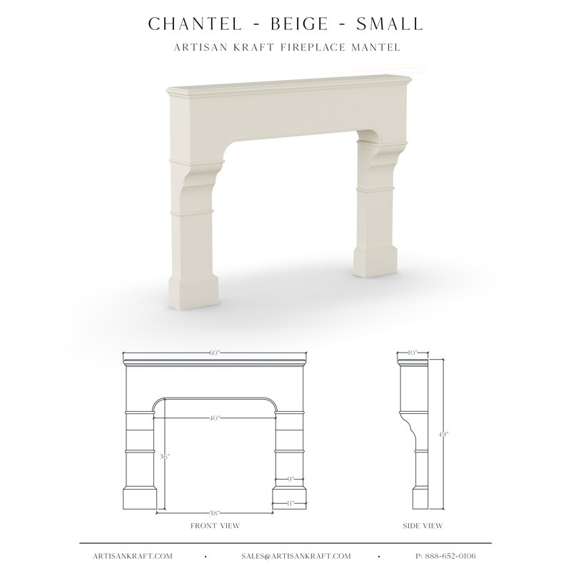 Pourtour de cheminée en pierre Chantel, H 49 po x l 60 po x P 10 po, Beige