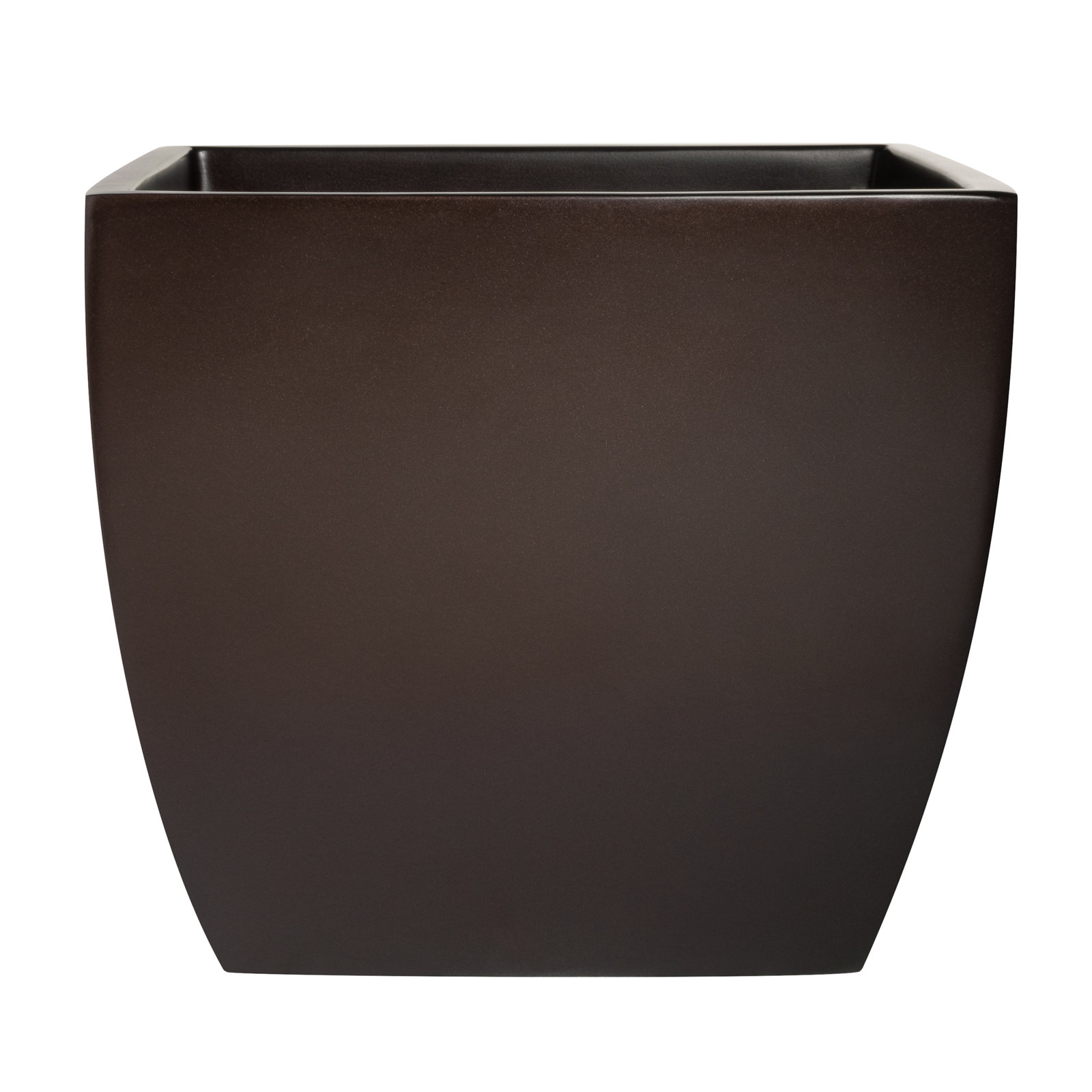 Pacifica Square Curved Planter Box, Brown, 14.5" H x 16" W x 16" D