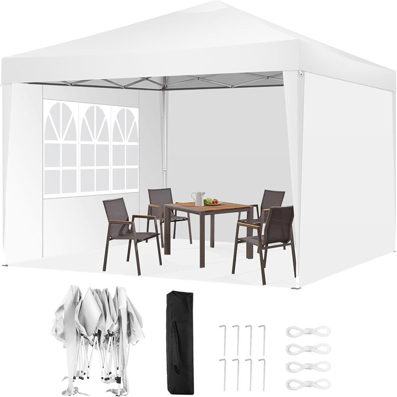 3x3m hollow canopy tape with three sides covered with fabric, Khaki