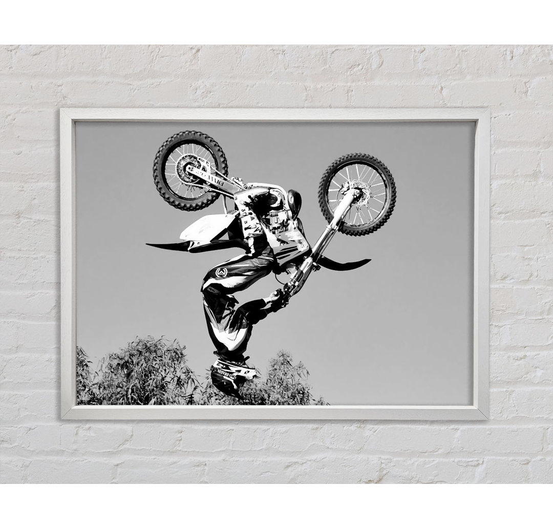 Motocross Freestyle Upside Down Flip B N W - Drucken