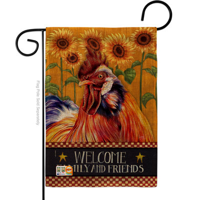 « country coq farm animaux », impression sur 2 côtés en toile jute, drapeau de jardin 1 pi 6,5 po x 1 pi 1 po