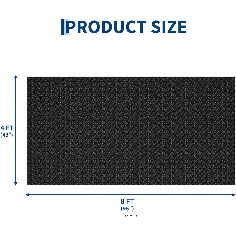 Tapis de garage, rouleau de diamant en PVC épaissi de 2,8 mm, 4*8FT, Black