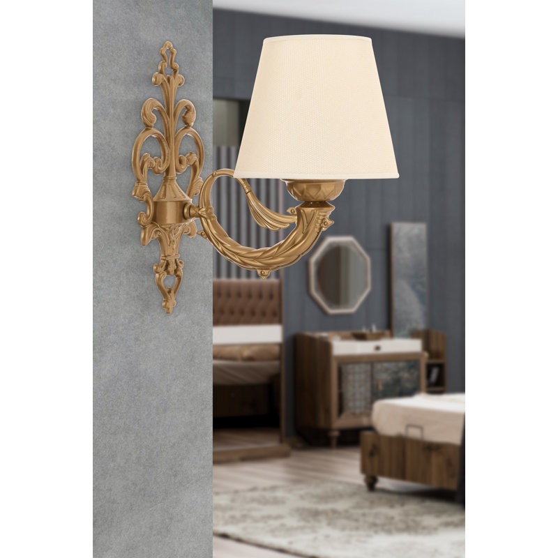 Elegant Wall Lamp with Metal Body, Cream & Gold Finish, 9.8 x 3.9 x 10.2 inches | E27 Socket, Max 40W (Bulb Not Included) | Stylish Lighting for Living Room, Bedroom & Hallway, IP20 Rated for Indoor Use