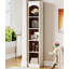 70.86" 5-Tier White & Oak Modern Slim Corner Cube Bookcase For Living Room, Office, Bedroom