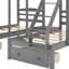 Lit superposé gris avec tiroirs - pin massif et fabrication, double sur lit simple et option de taille