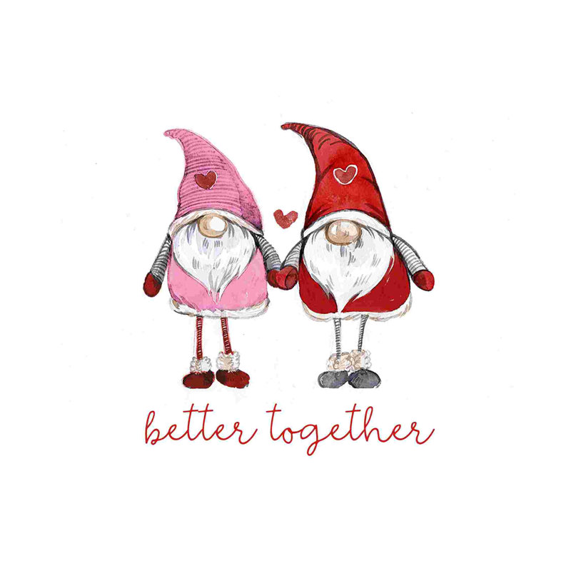 «Love Gnomes Better Together», art textuel sur toile tendue, H 12 po x l 12 po x P 1,25 po