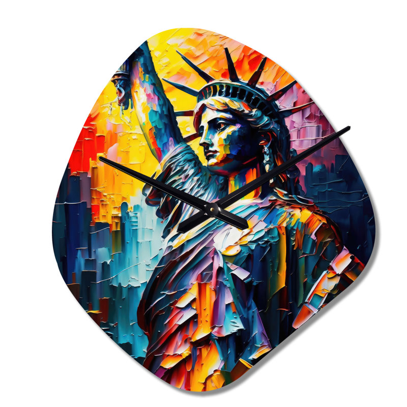 Colorful Colorful Liberty Statue II - horloge murale asymétrique traditionnelle en métal, sans horloge murale, Petit