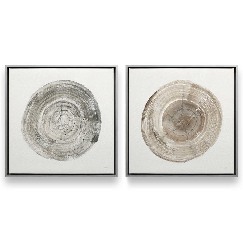 Rings of Time Duo I, ensemble de 2 impressions sur toile, Chrome poli, H 17 po x l 34 po