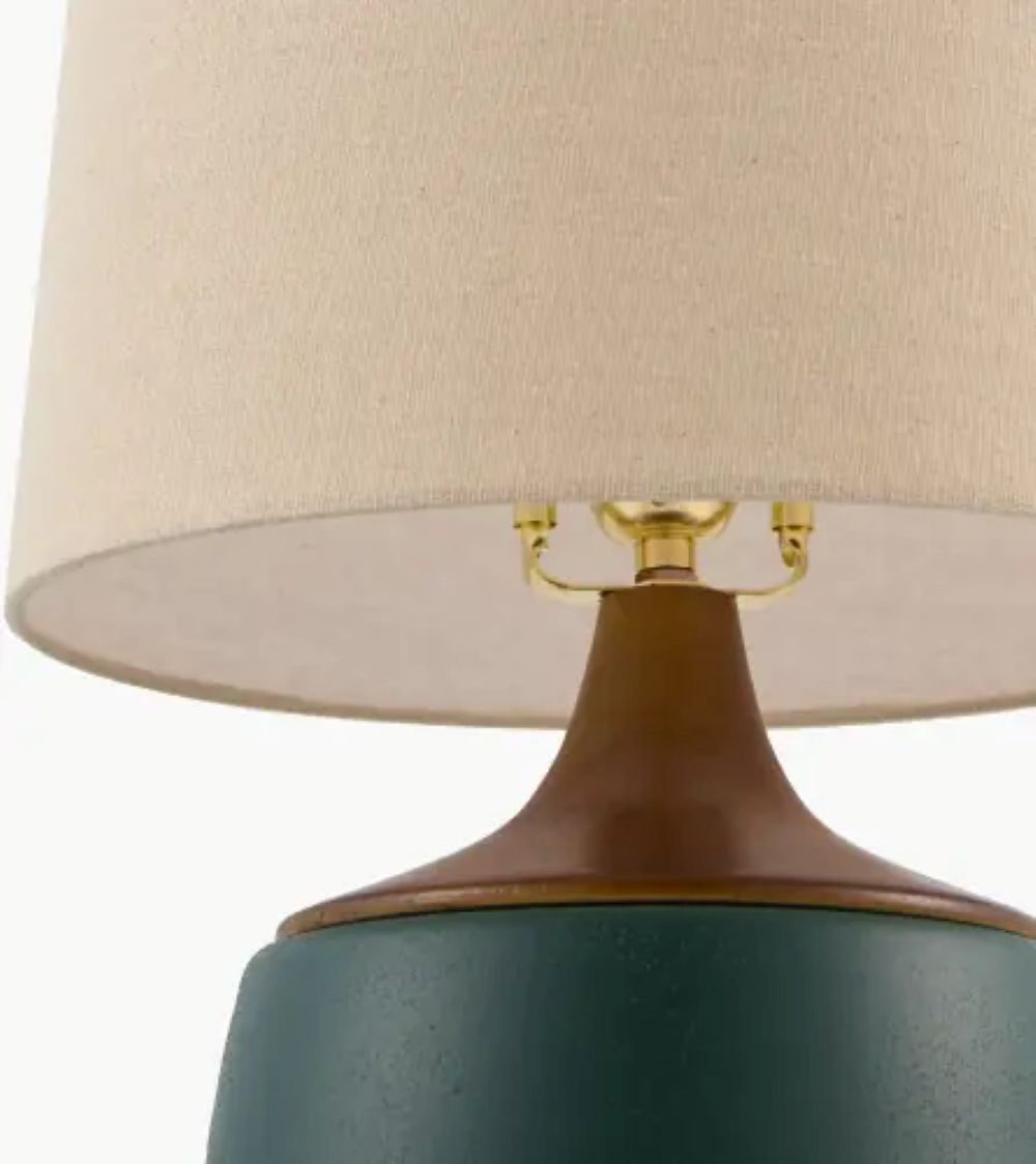 Ceramic Table Lamp, Beige, Green