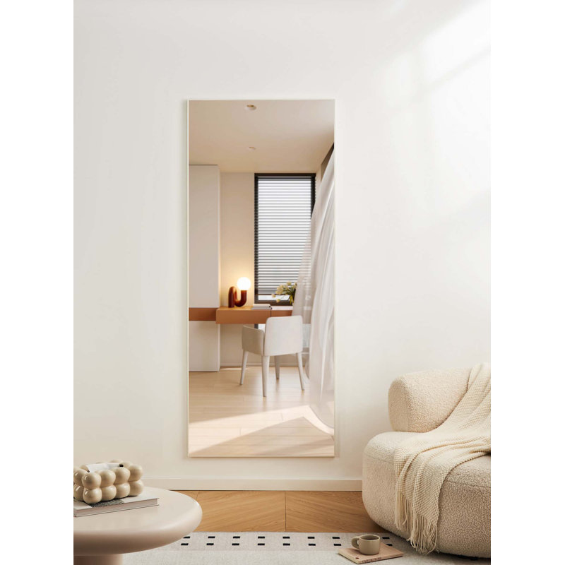 70" X 31" Full Length White Aluminum Alloy Frame, Leaning Or Wall Mounted, White
